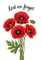 Obraz premium A poignant illustration of vibrant red poppies, symbolizing the solemnity of Remembrance Day, honoring sacrifices and fostering peace with deep historical meaning