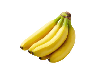 Bunch of yellow bananas with green stems against black fruit tropical, Isolated, Png Transparent Background