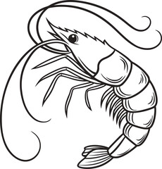 Fototapeta premium Shrimp isolated on white background, a delectable seafood delicacy in a simple vector style for culinary and artistic creations