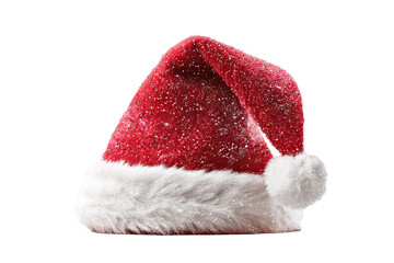 Classic Santa Hat with Fluffy Trim Holiday Costume Icon on Transparent Background