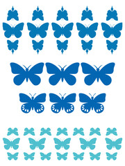 Beautiful blue butterflies in a symmetrical pattern, perfect for spring designs and nature themes