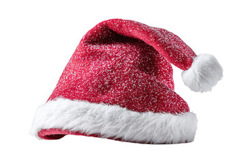 Classic Santa Hat with Fluffy Trim Holiday Costume Icon on Transparent Background