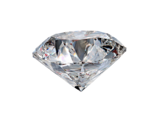 Brilliant faceted clear gemstone sparkling with rainbow light against black diamond, Isolated, Png Transparent Background