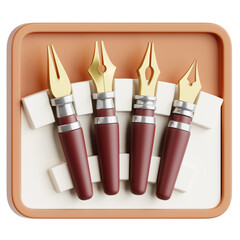 3D illustration Calligraphy Nibs Set