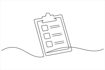 Obraz premium Checklist clipboard continuous line drawing minimal one line art concept of task list organization