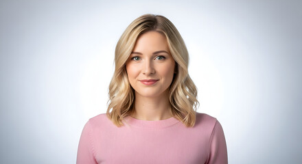 Fototapeta premium Confident and Approachable Businesswoman Portrait Achieving Success with Her Calm Demeanor Positive Attitude Radiating Trust and Reliability in Corporate Headshot Setting