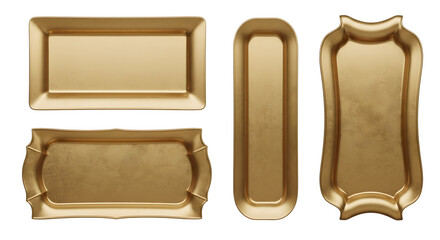 Golden Elegance Presentation Platters Exquisite Serveware Set Perfect for Festive Gatherings and Sophisticated Banquets Luxurious Accent Trays for Upscale Events