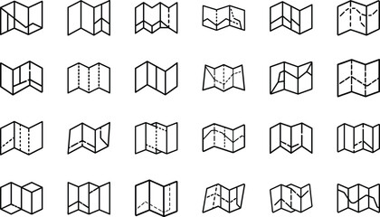 Bundle Minimal Line Icon Of A Map Folded Eps 2