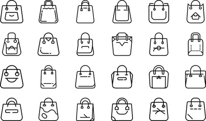 Bundle Minimal Line Icon Of A Shopping Bag Eps 12