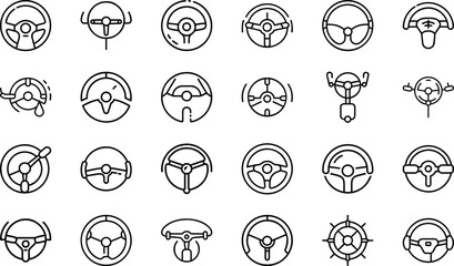 Bundle Minimal Line Icon Of A Steering Wheel Eps 14