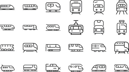 Bundle Minimal Line Icon Of A Train Eps 16