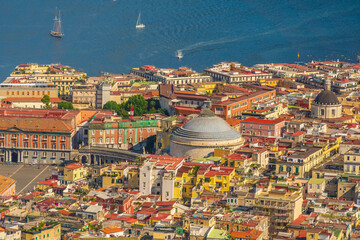 Naklejka premium Downtown Naples city skyline, cityscape of Italy