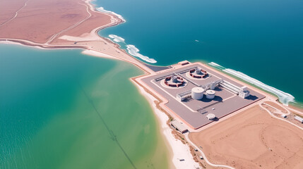 Aerial View of a Coastal Desalination Plant in Morocco