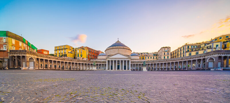 Downtown Naples city skyline, cityscape of  Italy