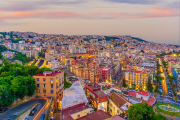 Downtown Naples city skyline, cityscape of  Italy
