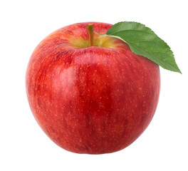 Red apple with leaves (Envy Apple) isolated, fresh red apple, transparent PNG, PNG format