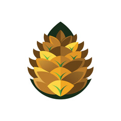 Pine Cone Icon | Flat Winter and Christmas Decoration Symbol