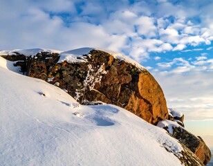 Snowy Mountain Peak Landscape.