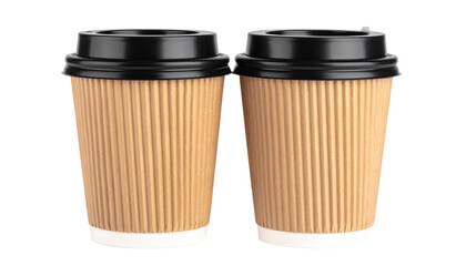 Brown ripple paper takeway coffee cup isolated on transparent background 
