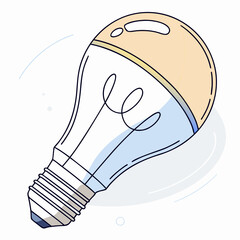 Vector art of stylized illustration of a light bulb with a modern design, featuring soft pastel colors and a clean aesthetic on an, symbolizing innovation