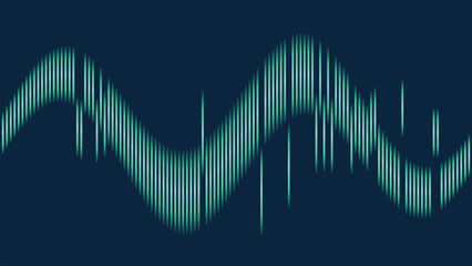 Abstract Dark Blue Background with Ascending Teal Green Vertical Lines Pattern