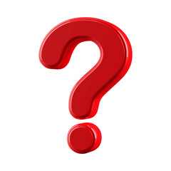 3D Question Mark Icon in Glossy Red Representing Inquiry and Curiosity
