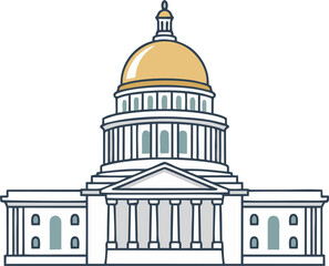 Capitol Dome Building Vector Illustration – Iconic Government Architecture Landmark
