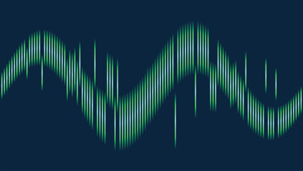 Abstract Futuristic Visualization of Data Technology with Green Lines Over Dark Blue