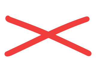 横長い手書きの赤いバツマーク(ベクター)