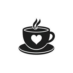 Fototapeta premium Simple black coffee cup with heart