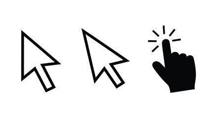 Three computer cursor icons depicting selection and human interaction