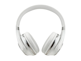 Fototapeta premium White over ear audio device with silver accents headphones, Isolated, Png Transparent Background