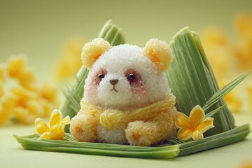 Cute Panda Shaped Rice Ball with Seaweed Decoration