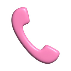Stylized Pink Telephone Handset Icon in 3D Cartoon Illustration

