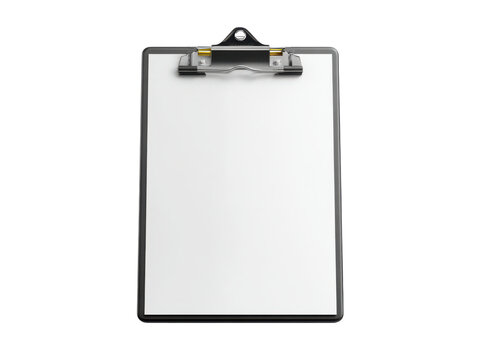 Minimalist black clipboard holding blank white paper image, Isolated, Png Transparent Background