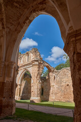 Naklejka premium Impressive remains of Gothic architecture at the Monasterio de Piedra, evoking the grandeur of times past
