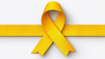 Vibrant yellow awareness ribbon symbolizing support, hope, and various causes on a white background.