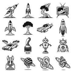 Obraz premium Collection of retro futuristic icons