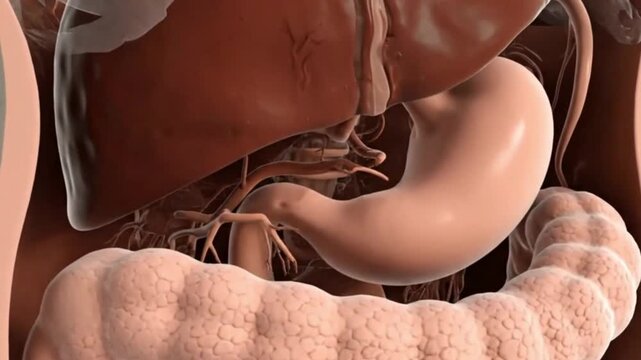 3D Liver Colon Stomach Small Intestine Visualization Detailed Anatomy of Human Digestive System Medical Illustration