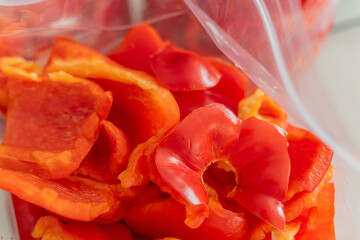 Red Bell organic Peppers sliced for food prep