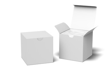 Double of Blank White Square Gift Box, 3d Illustration
