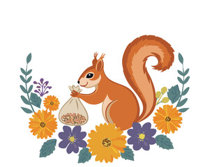Squirrel Animal flat vector illustration on white background