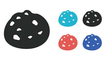 Colorful depictions of a chocolate chip cookie in varying shades