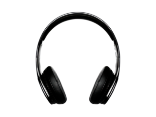 Sleek black over ear audio listening device image, Isolated, Png Transparent Background