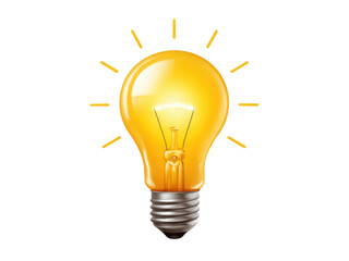 Glowing incandescent light bulb emitting bright yellow light lightbulb illumination, Isolated, Png Transparent Background