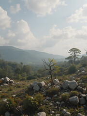 A war-torn landscape where nature is healing the scars of battle