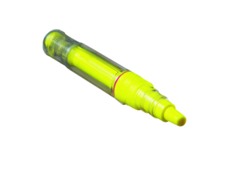 Yellow highlighter pen with clear casing neon fluorescent, Isolated, Png Transparent Background