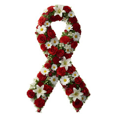 Black Floral Awareness Ribbon Symbol. Elegant Design for Remembrance, Support, or Mourning.