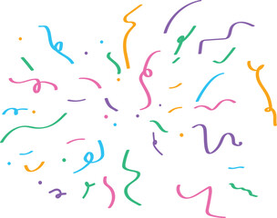 Colorful geometric confetti burst, hand-drawn celebration vector Illustration