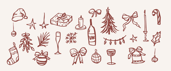 Hand drawn doodle Christmas elements